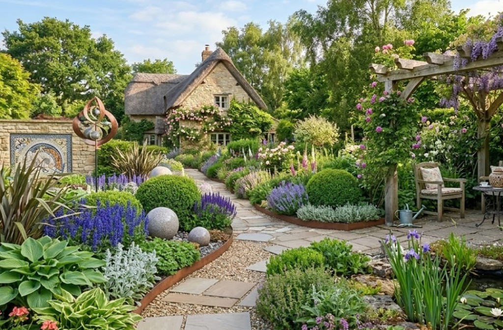 English cottage garden landscape