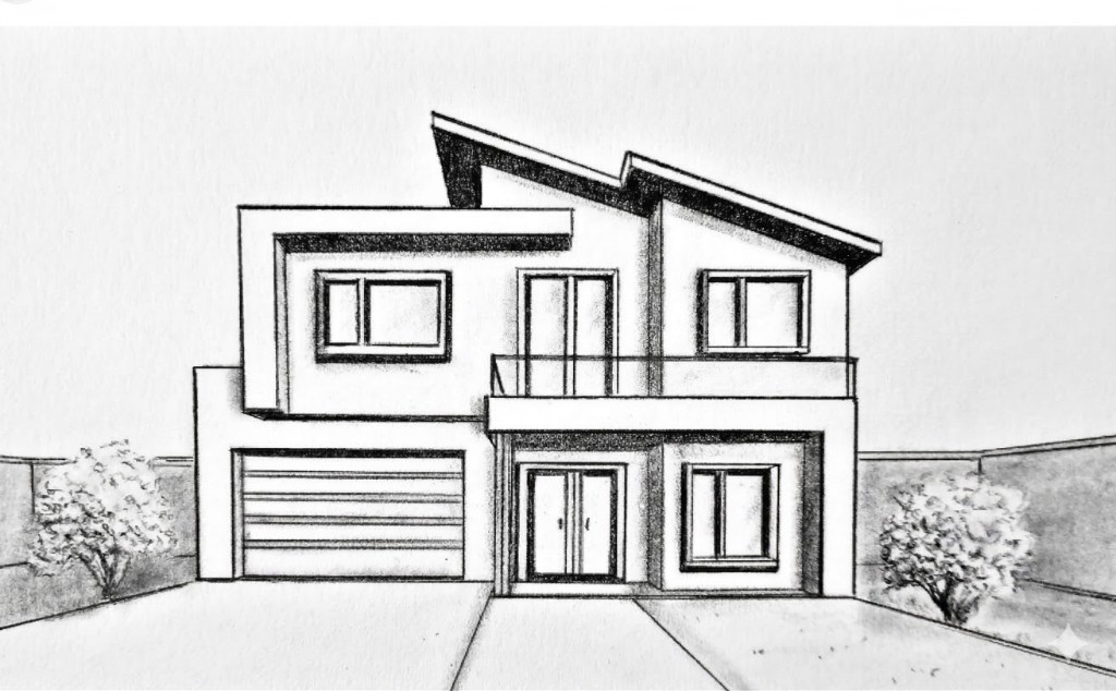 Modern luxury house exterior generated from the sketch